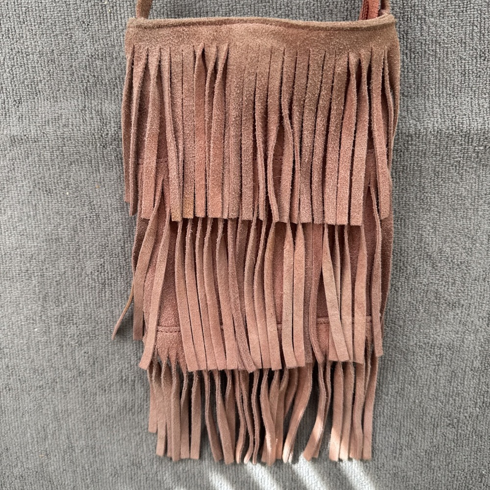 Dusty Rose Fringe Suede Crossbody‎ Bag Purse Boho Festival Coachella Western